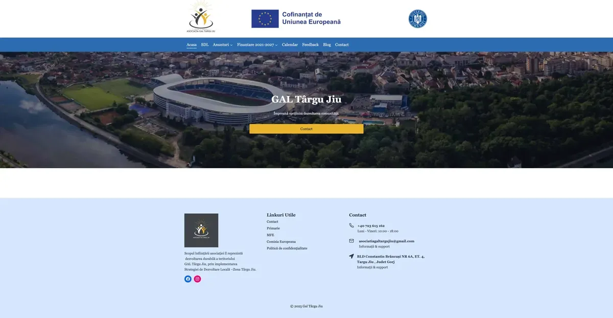 Captură site GAL Târgu Jiu